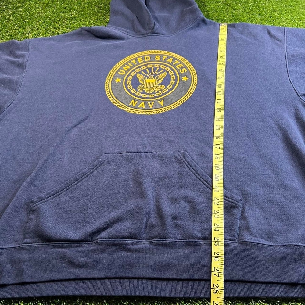 VTG Soffe US Navy Pullover Hoodie XL Spell Out Military Sweatshirt Blue USA - Picture 6 of 7